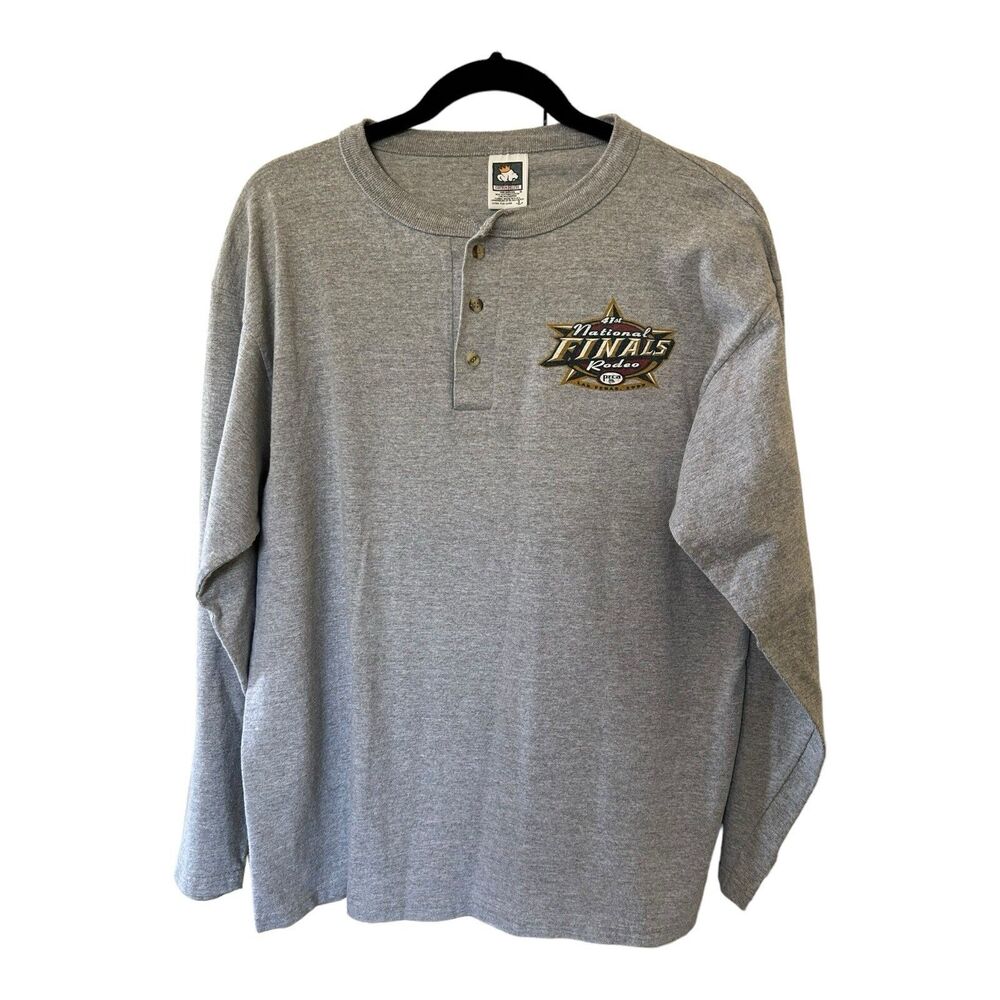 41st PRCA National Finals Rodeo Las Vegas Gray Long Sleeve Mens Henley Sz L